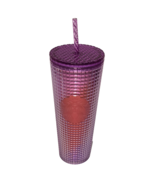 Starbucks Purple Shiny Iridescent Grid Cold Cup 24oz Tumbler - $20.31 CAD