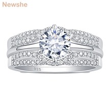 Solid 925 Sterling Silver Round Cut Solitaire CZ Engagement Rings Set for Women  - £48.88 GBP