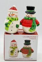 Celebrations By Mikasa Snowmen Salt Pepper Shakers Hand Painted Ceramic ... - $12.19