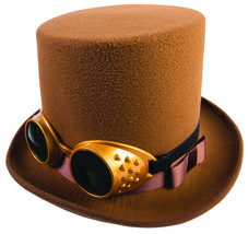 Forum Novelties Unisex-Adults Steampunk Hat W/Goggles, Brown, Standard - £69.69 GBP