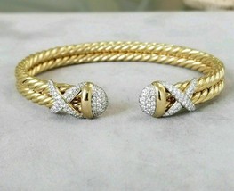 1ct White Diamond Cuff Chatelaine Bracelets 18k Yellow Gold Finish - £141.77 GBP