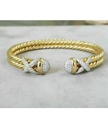 1ct White Diamond Cuff Chatelaine Bracelets 18k Yellow Gold Finish - £140.58 GBP