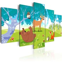 Tiptophomedecor Stretched Canvas Kids Art - Friendly Animals - Stretched &amp; Frame - £71.76 GBP+