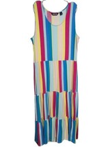 Lands End Maxi Dres Lg(14-16) Rainbow Stripe Tired Sleeveless Maxi Beach... - £20.05 GBP