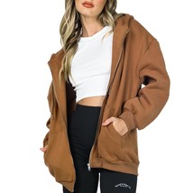 IMCUTE Brown Y2K Aesthetic Hoodies Women Vintage Zip Up Sweatshirt Winter Jacket - £110.79 GBP
