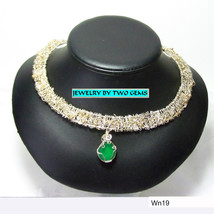 W19 .925 argentium sterling silver and14k gold filled collar with aventurine - £137.22 GBP