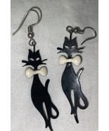 Kitty Cat Costume Jewelry Earrings Pin Lot Mexico Silver Tone - $20.12 CAD