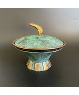 Vintage Israel Brass Verdigris Enamel Covered Candy Bowl Dish - Trinket ... - £35.18 GBP