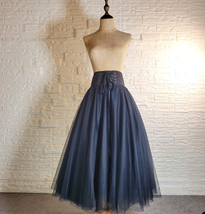 Black A-line Long Tulle Skirt Elegant Women Custom Plus Size Ball Gown Skirt image 1