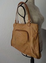 Liz Claiborne Beige Almond Leather Purse Shoulder Bag Medium Size Handba... - $21.38