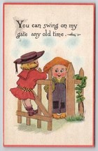 Cute Kids Swing On My Gate Anytime Davidson Family of Long Pine NE Postcard A35 - £5.55 GBP