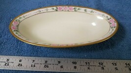 LOVELY VINTAGE MZ AUSTRIA OVAL SERVING DISH PORCELAIN. PINK ROSES GOLD EDGE - £6.05 GBP