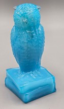 VINTAGE Degenhart Glass Blue Opaque Wise Owl Books Figurine Paperweight - £22.38 GBP