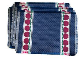 Granny Core Apple Checkered Kitchen 4 Placemats Country Rectangle Fringe... - £11.57 GBP