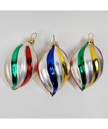3 VTG Silver Green Gold Red Blue Swirl Teardrop Christmas Ornament West ... - $34.17 CAD