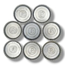 8 L E Mason Co Boston Pewter Metal Stack Coasters Gothic Initials B - $18.99