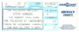 Steve Winwood Concert Ticket Stub May 26 1991 Charlotte North Carolina - £18.47 GBP