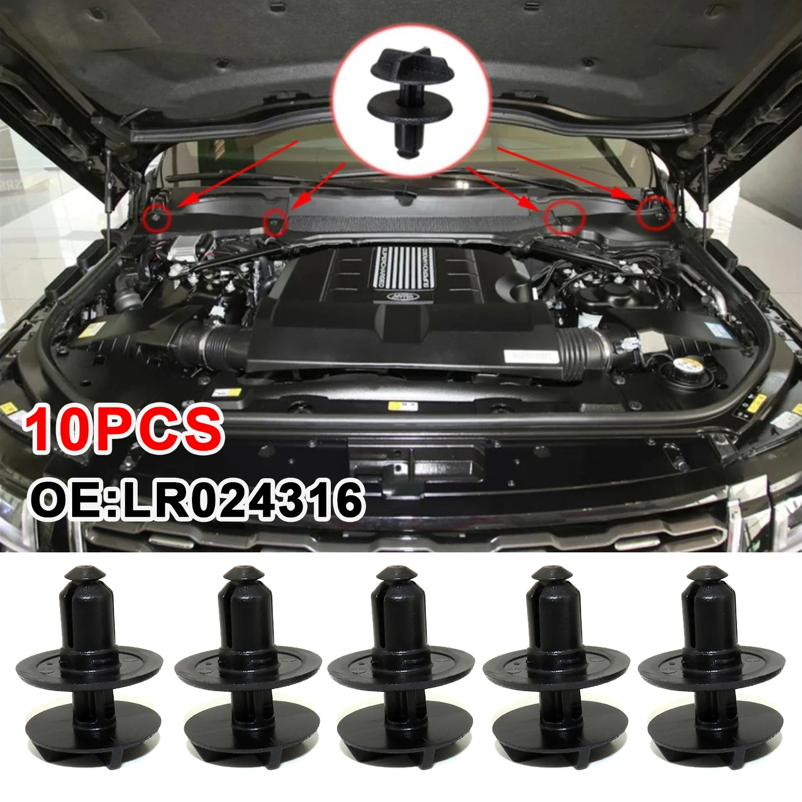 10 Pcs Black Battery Cover And Cowl Panel Clip Fasteners For Land Rover Range - £9.52 GBP