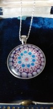 Vintage 1980-s 925 Silver Italian Millefiori Pendant on 16 inch Chain Hallmarked - £69.28 GBP