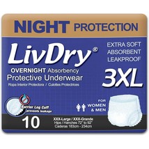 LivDry Overnight Adult Protective Underwear Leak Proof, Size 3XL, 11 Count - $28.49