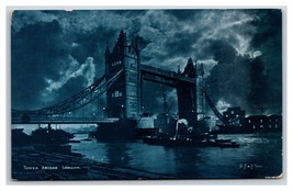 Cyanotype Tower Bridge Night View London England UK UNP DB Postcard N22 - £3.94 GBP