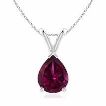 ANGARA 9x7mm Natural Rhodolite Solitaire Pendant Necklace in Silver for Women - £214.57 GBP+