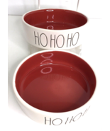 2 Dish Bowl Rae Dunn Christmas HO HO HO Small Dog Cat Pet Food Water NEW - $395.43 MXN