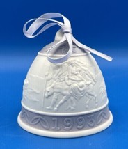 Vintage 1993 LLadro Christmas Bell Ornament White &amp; Lavender w/Ribbon.*P... - $12.09