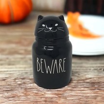 Rae Dunn Black BEWARE figural Spooky Cat Halloween Baby canister Cookie Jar NEW - £32.61 GBP