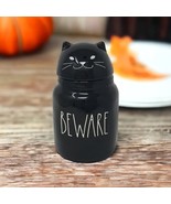 Rae Dunn Black BEWARE figural Spooky Cat Halloween Baby canister Cookie ... - £32.00 GBP