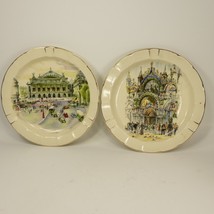Two (2) Lipper &amp; Mann Collector Plates Gold Trim  Basilica / Palace Square FGJ97 - £11.76 GBP