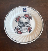 Royal Wessex Halloween Sugar Skull Red Rose Dinner Plate Dia Del Muertos New - $19.99