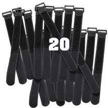 20 Pcs Black Cable Ties 8&quot; 20cm Wire Straps Wrap Reusable Hook and Loop Cords - £12.50 GBP
