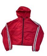 Women&#39;s GARAGE Windbreaker Jacket Size Small Red Striped Cropped Full Zi... - $432.59 MXN
