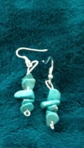 turquoise beaded dangling earrings pierced - $19.99