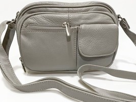 New Gray Cowhide Leather Crossbody Bag Purse Organizer 7 Cc Slots Id Holder - £26.08 GBP