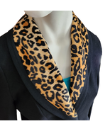 VTG Black Blazer Jacket Women&#39;s Size 4 Animal Print Lapel Light Weight U... - $19.00