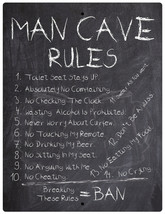 Man Cave Rules Aluminum Sign Chalkboard Wall Plaque Decor - £10.14 GBP+