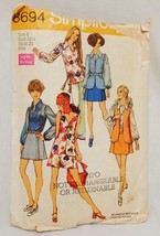 Misses&#39; Mini-Pantskirt Blouse Vest Pattern 8694 Size 8 Simplicity Precut... - £15.65 GBP