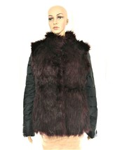 Betsey Johnson Burgundy/Black Reversible Faux Fur Puffer Jacket Wm Medium EUC - £55.94 GBP