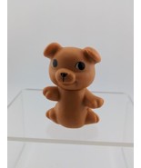 Molded Rubber Puppy Dog Figure Brown Beggin Standing Big Black Eyes Mova... - $90.28 MXN