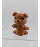 Molded Rubber Puppy Dog Figure Brown Beggin Standing Big Black Eyes Mova... - £3.71 GBP