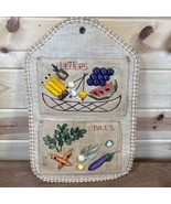 Vtg Woven Straw/Rattan Wall Organizer Mail/Bills/Misc Holder Kitschy Veg... - $270.29 MXN