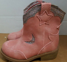 Little Girls Cowgirl Cat &amp; Jack Boots  Isabella Pink with Glitter Trim - £20.09 GBP