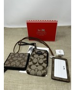 Coach Signature Logo Print Brown Lanyard Wallet &amp; Pouch - $84.99