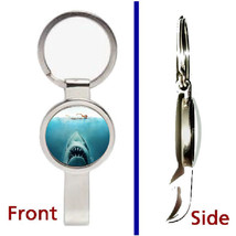 Jaws Shark Movie Pendant or Keychain silver tone secret bottle opener - £10.69 GBP