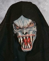 Skull Mask Fangs Black Hood Rotting Scary Frightening Halloween Costume MC1004 - £58.34 GBP