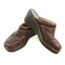 Born Brown Leather Contrast Stitching Mules Clogs Slip On Shoes Womens 7 M - £23.61 GBP