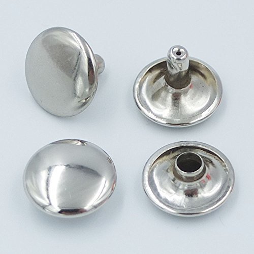 Bluemoona 100 Sets - Double Round Cap 12mm 1/2" Rivet Stud Leather (Nickel)