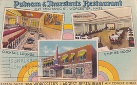 Putnam &amp; Thurston&#39;s Restaurant Worcester Massachusetts MA 1942 Postcard D25 - $2.99